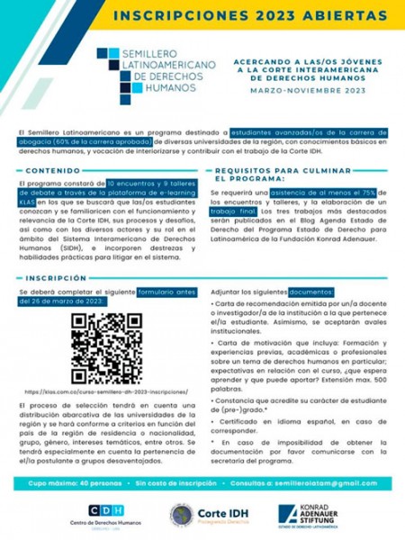 Abierta la inscripción al Semillero Latinoamericano de Derechos Humanos edición 2023 