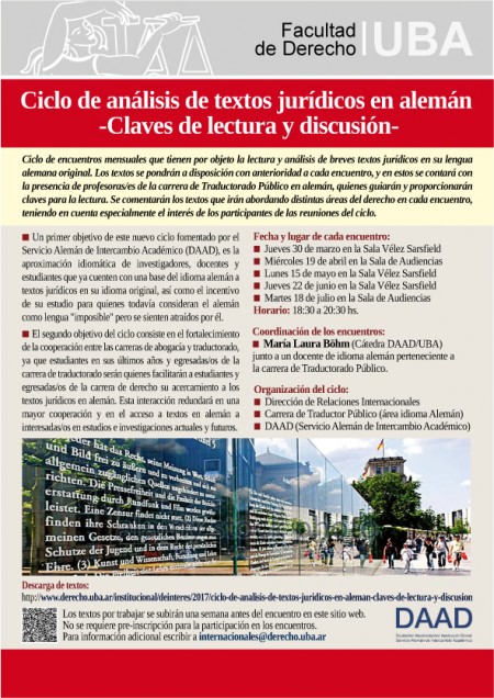 Segundo encuentro del "Ciclo de análisis de textos jurídicos en alemán. Claves de lectura y discusión"