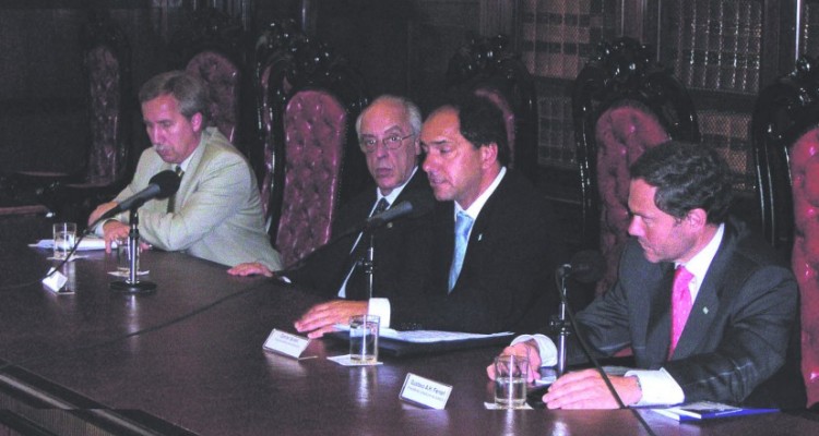 Hans Blomeier, Atilio Alterini, Daniel Scioli y Gustavo Ferrari