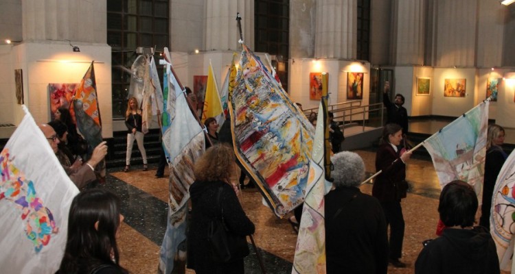 Banderas en conmemoración de los 200 años de la enseñanza del Derecho en Buenos Aires.